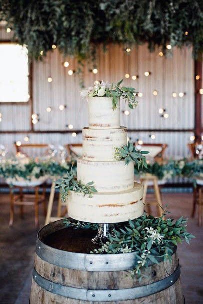 Lush Green Flowers Wedding Cake