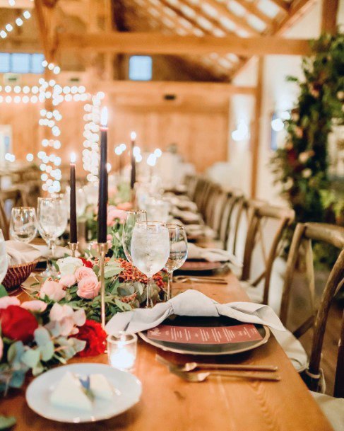 Lush White Red Pink Flower Centerpiece Cool Barn Wedding Reception Ideas