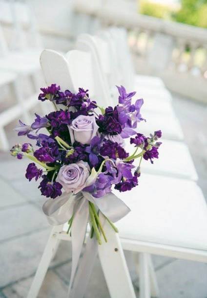 Lustrous Deep Light Purple Flower Bouquet Wedding Decor Ideas