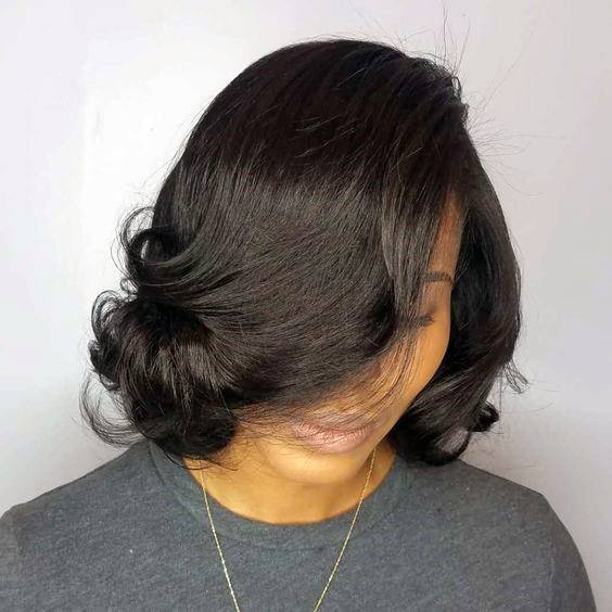 Luxurious Rich Black Bouncy Curls Bob Women’s Hairstyle Inspiration Idea