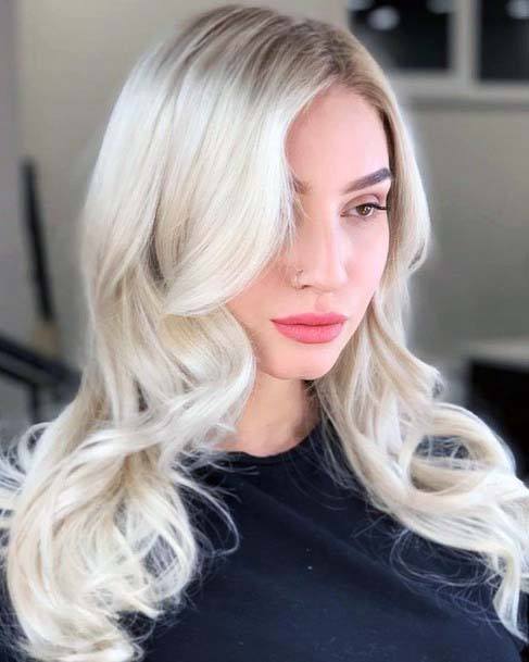 Luxurious Soft Rooted Bright Platinum Blonde Ombre Womens Hairstyle