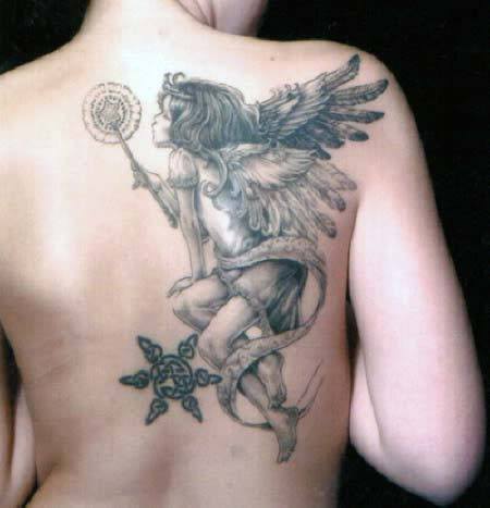 Magical Angel Tattoo Womens Back