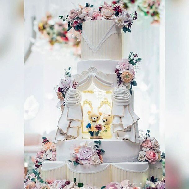 Magical White Unique Wedding Cake