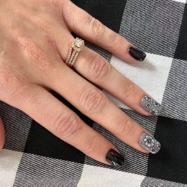 Magnificent Black And Grey Nail For Girls