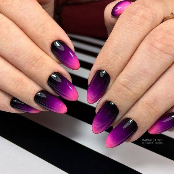 Magnificent Black Ombre Fingernails For Girls