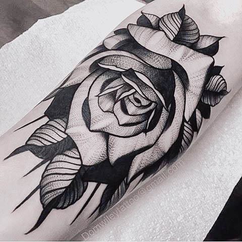 Magnificent Black Rose Tattoo For Girls