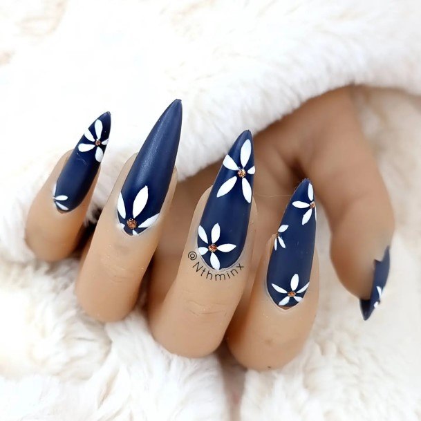 Magnificent Blue And Gold Fingernails For Girls