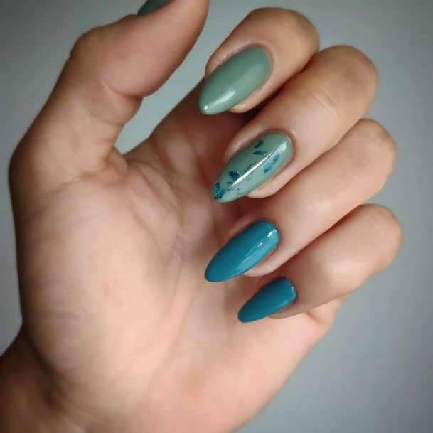 Magnificent Blue And Green Nail For Girls