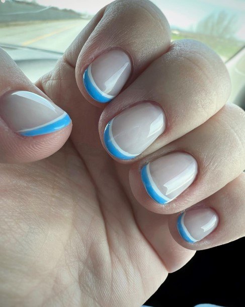 Magnificent Blue French Tip Nail For Girls