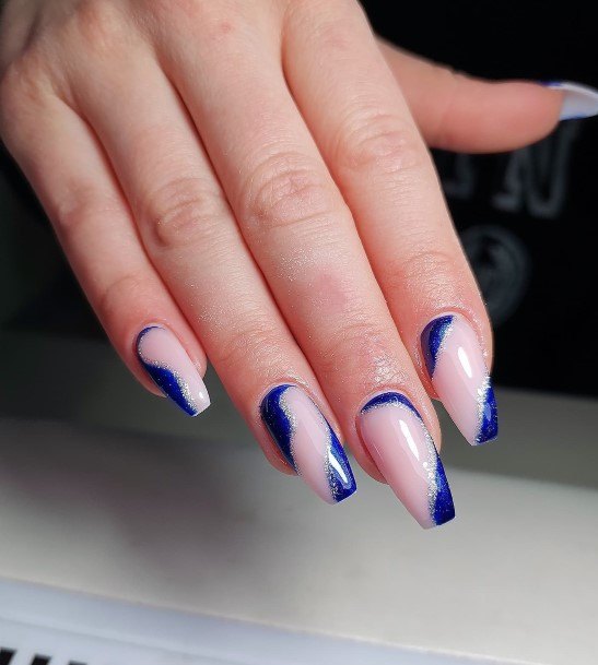 Magnificent Blue Winter Fingernails For Girls