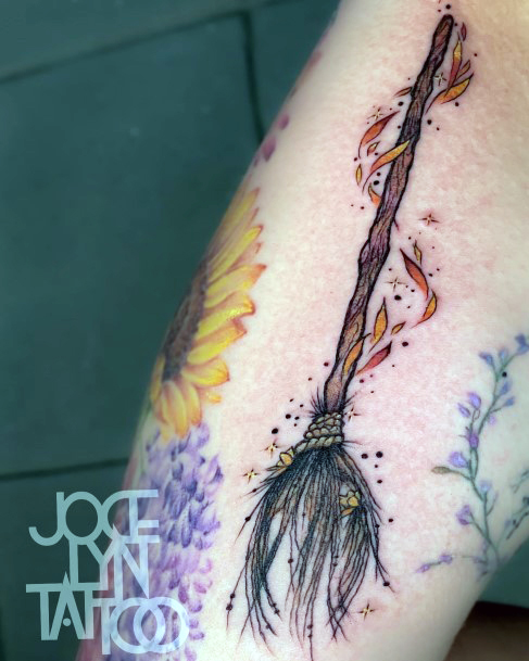 Magnificent Broomstick Tattoo For Girls