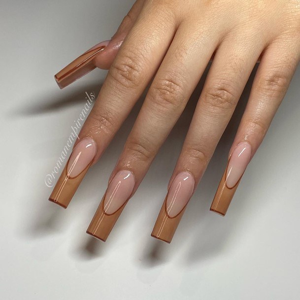 Magnificent Brown French Tip Fingernails For Girls