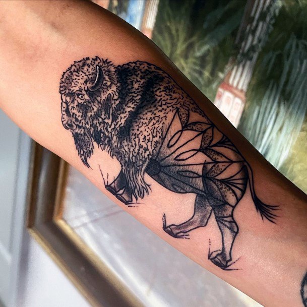 Magnificent Buffalo Tattoo For Girls