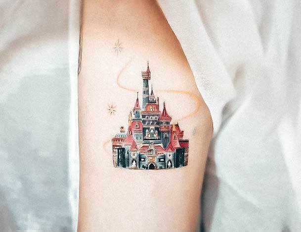 Magnificent Castle Tattoo For Girls