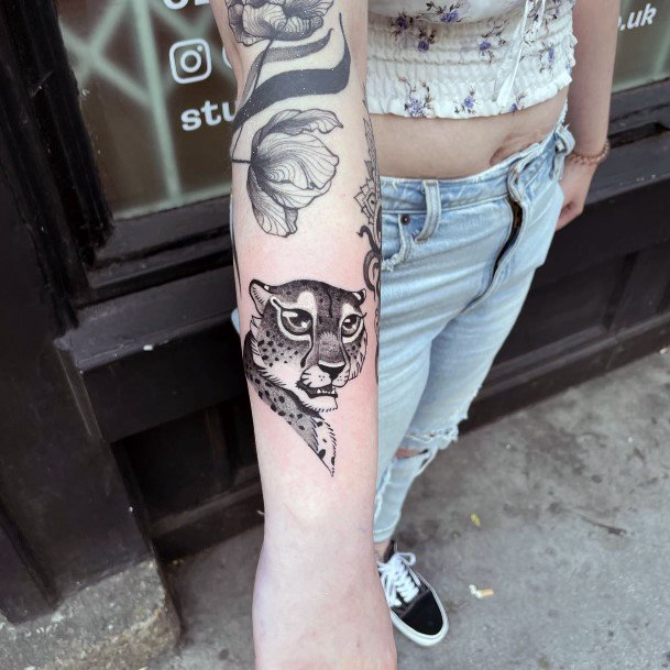 Magnificent Cheetah Tattoo For Girls