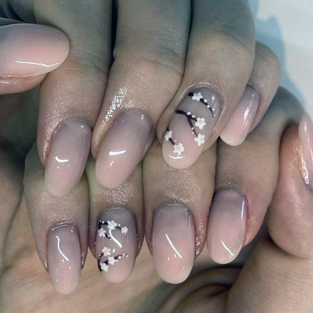 Magnificent Cherry Blossom Sakura Fingernails For Girls