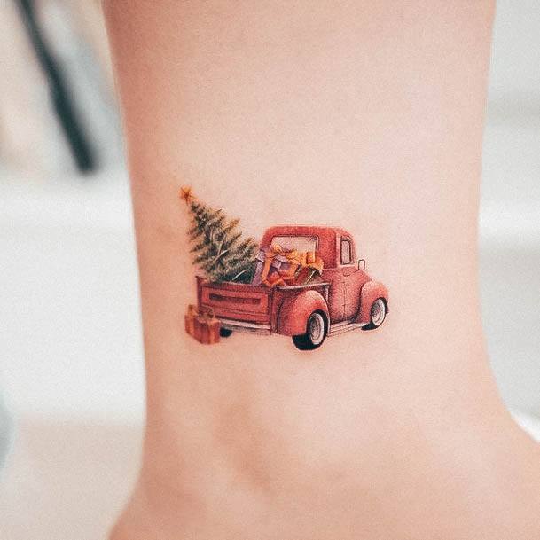 Magnificent Christmas Tree Tattoo For Girls