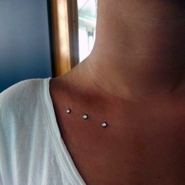 Magnificent Collar Bone Triple Microdermal Sleek Piercing Ideas For Women