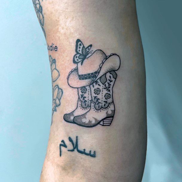 Magnificent Cowboy Boot Tattoo For Girls