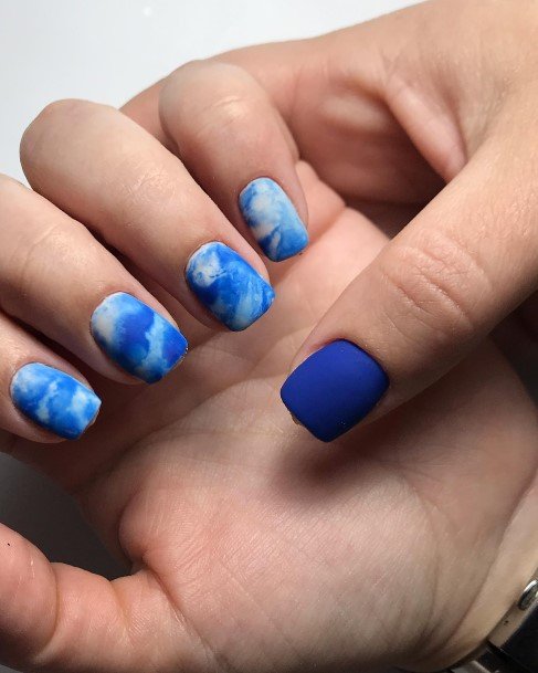 Magnificent Dark Blue Matte Fingernails For Girls