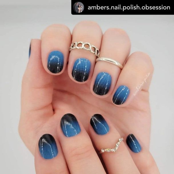 Magnificent Dark Blue Ombre Fingernails For Girls