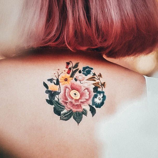 Magnificent Embroidery Tattoo For Girls