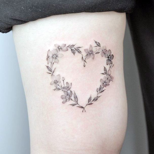 Magnificent Flower Heart Tattoo For Girls