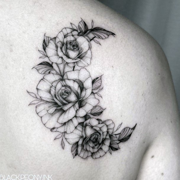 Magnificent Flower Moon Tattoo For Girls