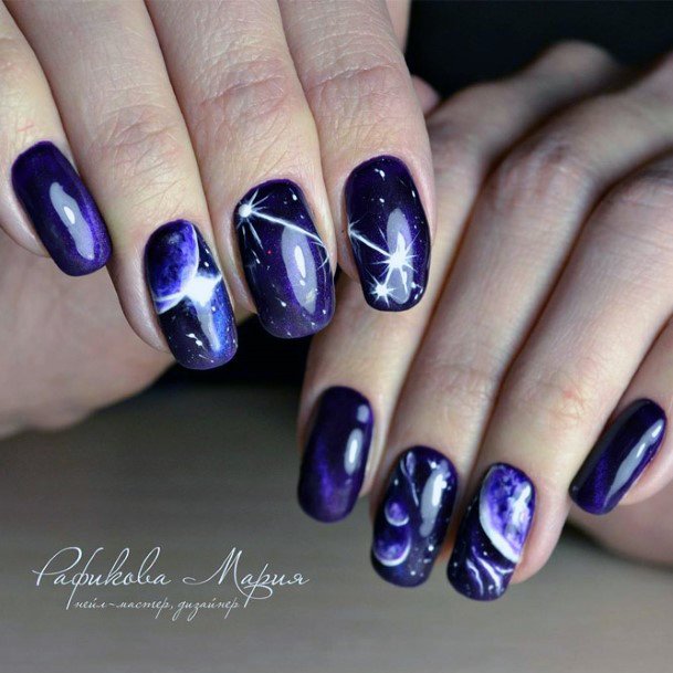 Magnificent Galaxy Fingernails For Girls