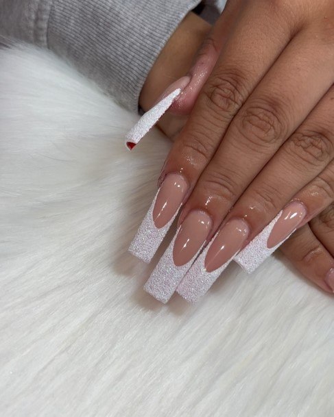 Magnificent Glitter French Tip Fingernails For Girls