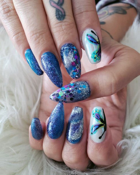 Magnificent Glittery Blue And Purple Nails Ideas Cool Designs For Ladies