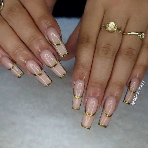 Magnificent Gold French Tip Fingernails For Girls