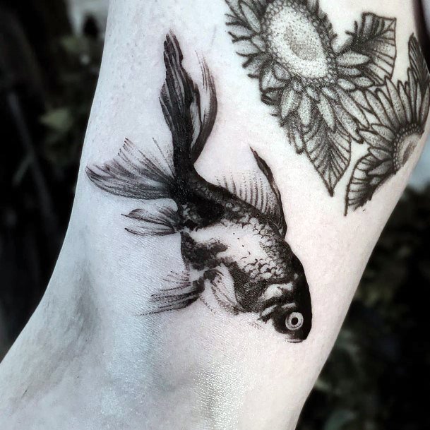 Magnificent Goldfish Tattoo For Girls