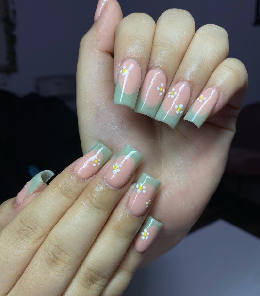 Magnificent Green French Tip Fingernails For Girls