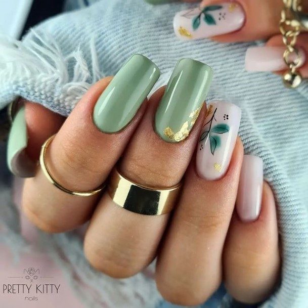 Magnificent Green Nail For Girls