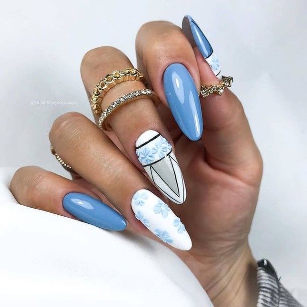 Magnificent Grey And White Nail For Girls