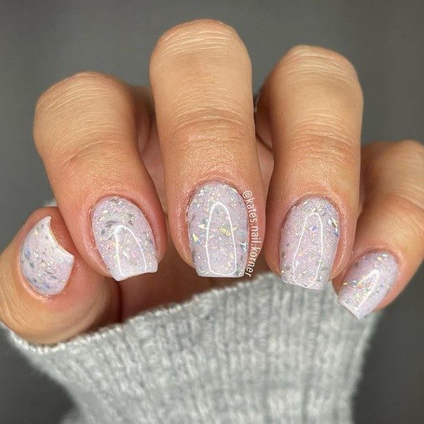 Magnificent Grey With Glitter Fingernails For Girls