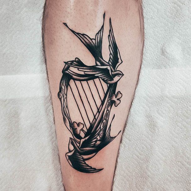 Magnificent Harp Tattoo For Girls