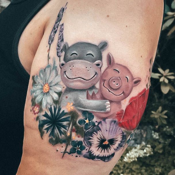 Magnificent Hippo Tattoo For Girls