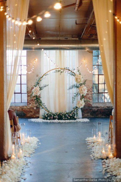 Magnificent Indoor Circle Arch Blooming White Flower Backdrop Inspiration For Weddings