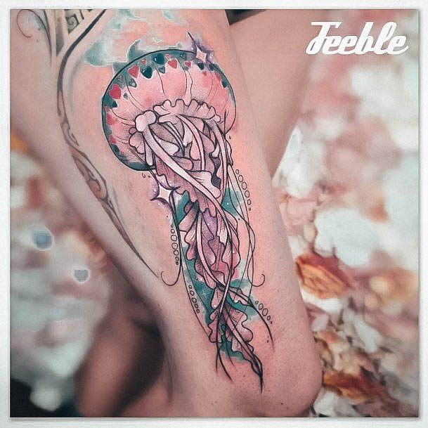 Magnificent Jellyfish Tattoo For Girls