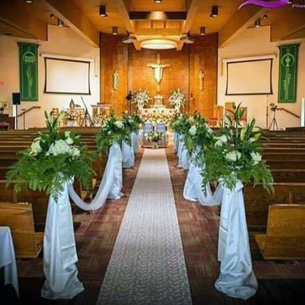 Magnificent Lovely White Silky Curtain Amazing Greenery Floral Pew Wedding Ideas