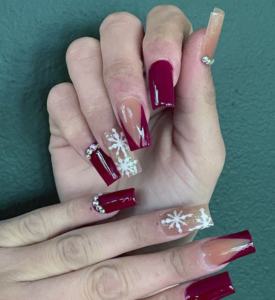 Magnificent Maroon White Fingernails For Girls