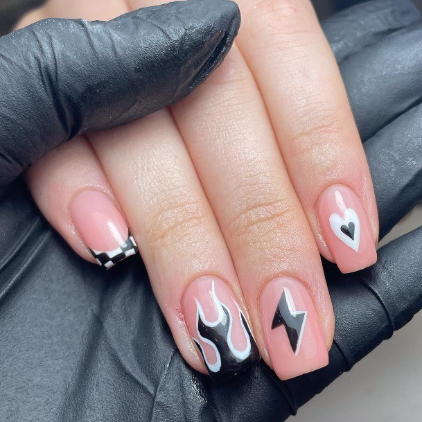 Magnificent Monochrome Fingernails For Girls