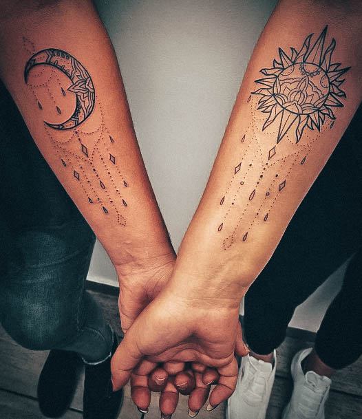 Magnificent Moon And Stars Tattoo For Girls