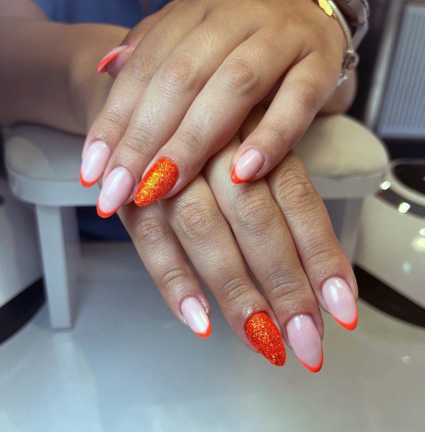 Magnificent Orange Fingernails For Girls