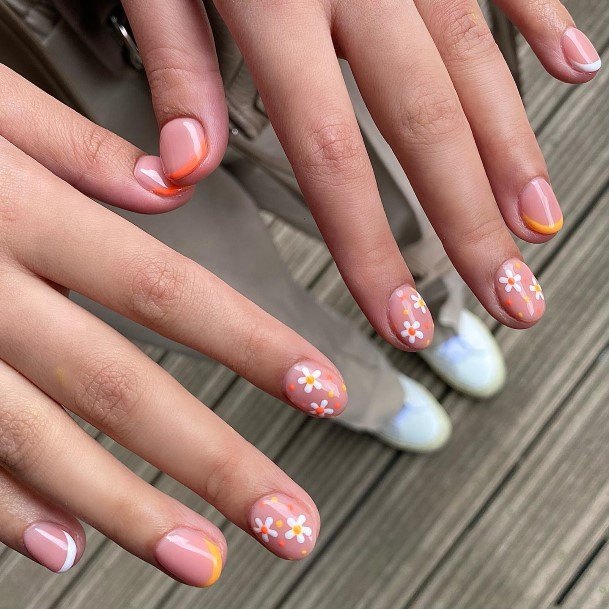 Magnificent Orange French Tip Fingernails For Girls