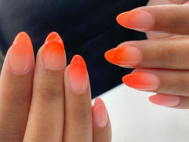 Magnificent Orange Ombre Fingernails For Girls