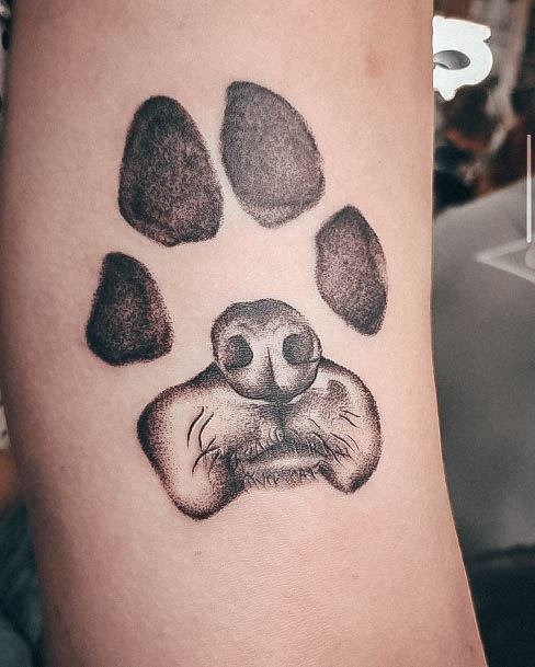 Magnificent Paw Print Tattoo For Girls Dog Portrait