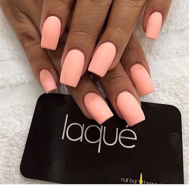 Magnificent Peach Matte Fingernails For Girls